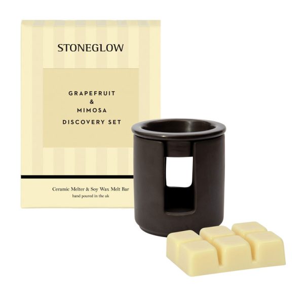 Modern Classics - Grapefruit & Mimosa Ceramic Wax Melter & Soy Wax Melt Bar Discovery Set