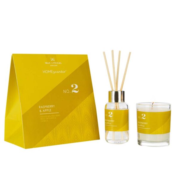 Homescenter No 2 Raspberry & Apple Reed Diffuser and Votive Candle Gift Set