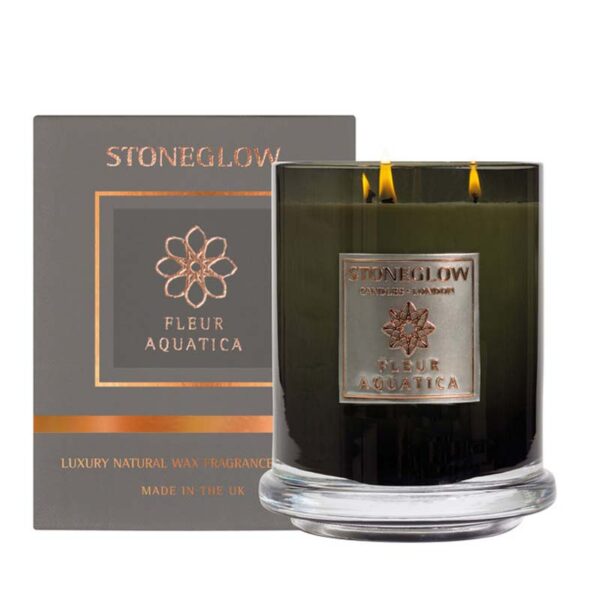 Stoneglow Metallique Truffle Fleur Aquatica 3 Wick Large Candle