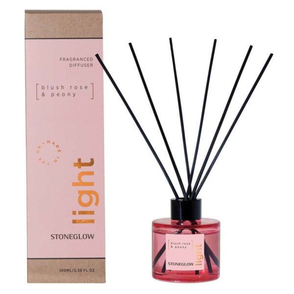 Light: Blush Rose & Peony Reed Diffuser from the Stoneglow Elements collection